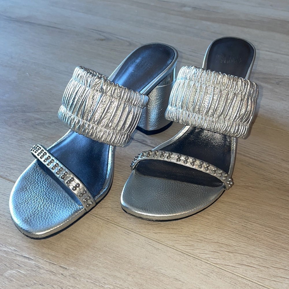 PAIGE Jade Metallic Silver Slide Sandal - Picture 5 of 10
